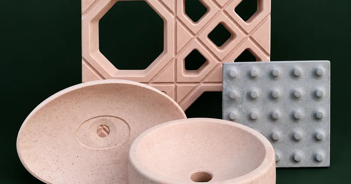 Cobogó, cubas e piso tátil feitos com rejeito de mineração, exemplos de valoração de rejeitos em produtos de valor agregado